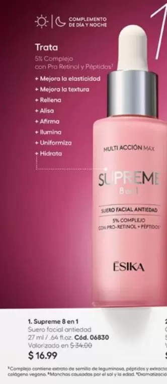 Dia - Supreme 8 en 1 Suero facial antiedad 27 ml / .94 fl oz. Cód. 06830