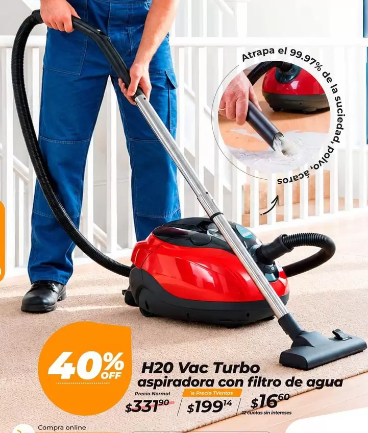 H20 Vac Turbo aspiradora con filtro de agua