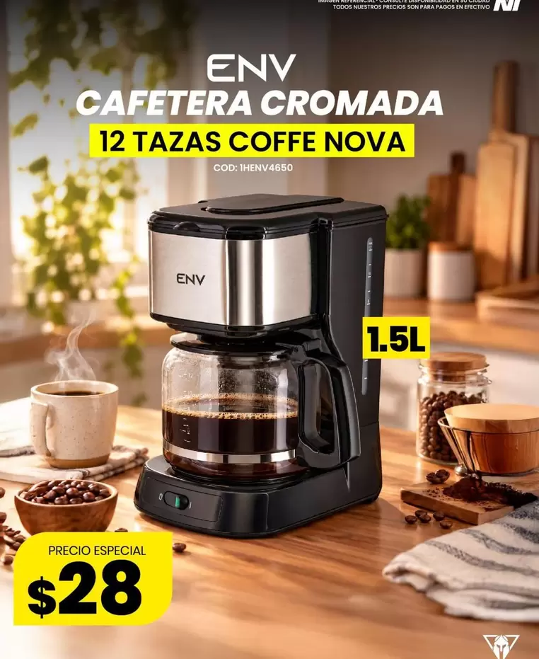 CAFETERA CROMADA 12 TAZAS COFFE NOVA
