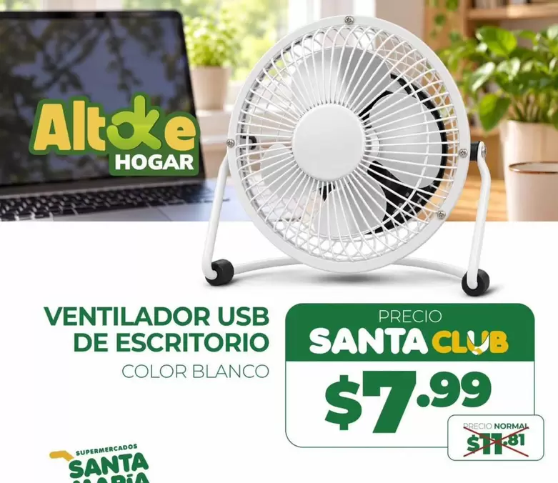 Ventilador USB de Escritorio Color Blanco