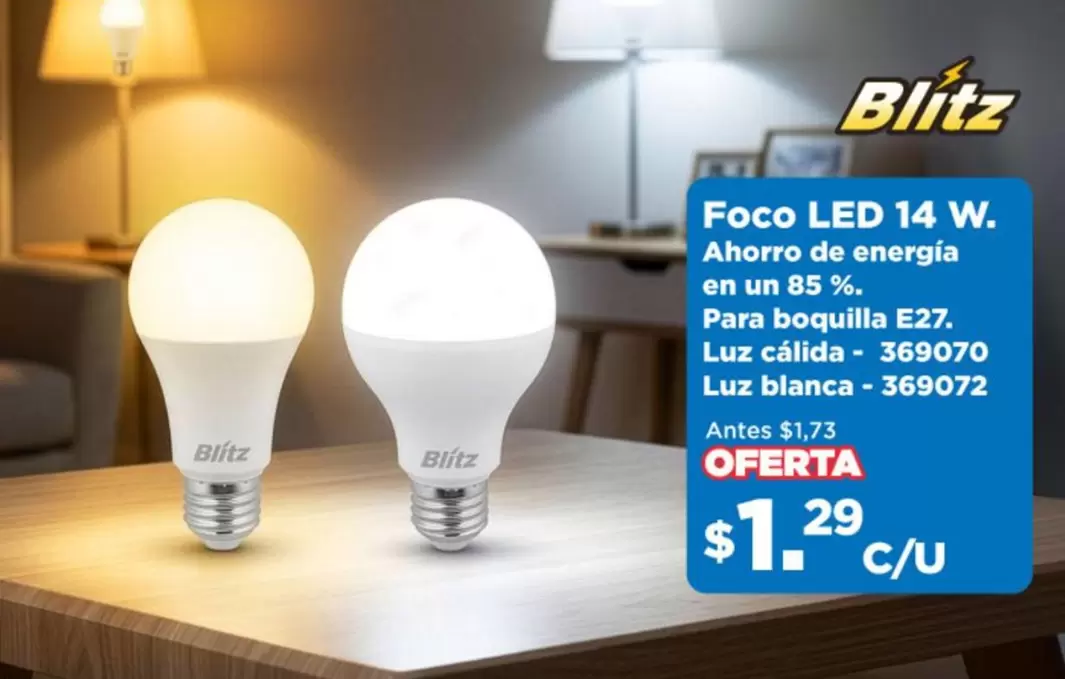 Foco - LED 14 W. Luz cálida - 369070, Luz blanca - 369072