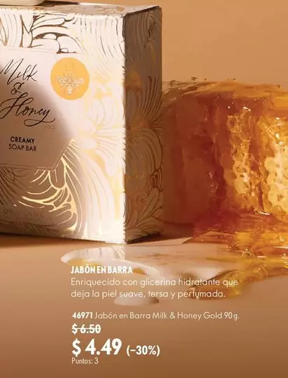 Jabón en Barra Milk & Honey Gold 90g