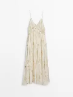 Vestido midi tirantes con fruncidos