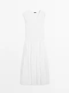 Vestido largo combinado escote pico