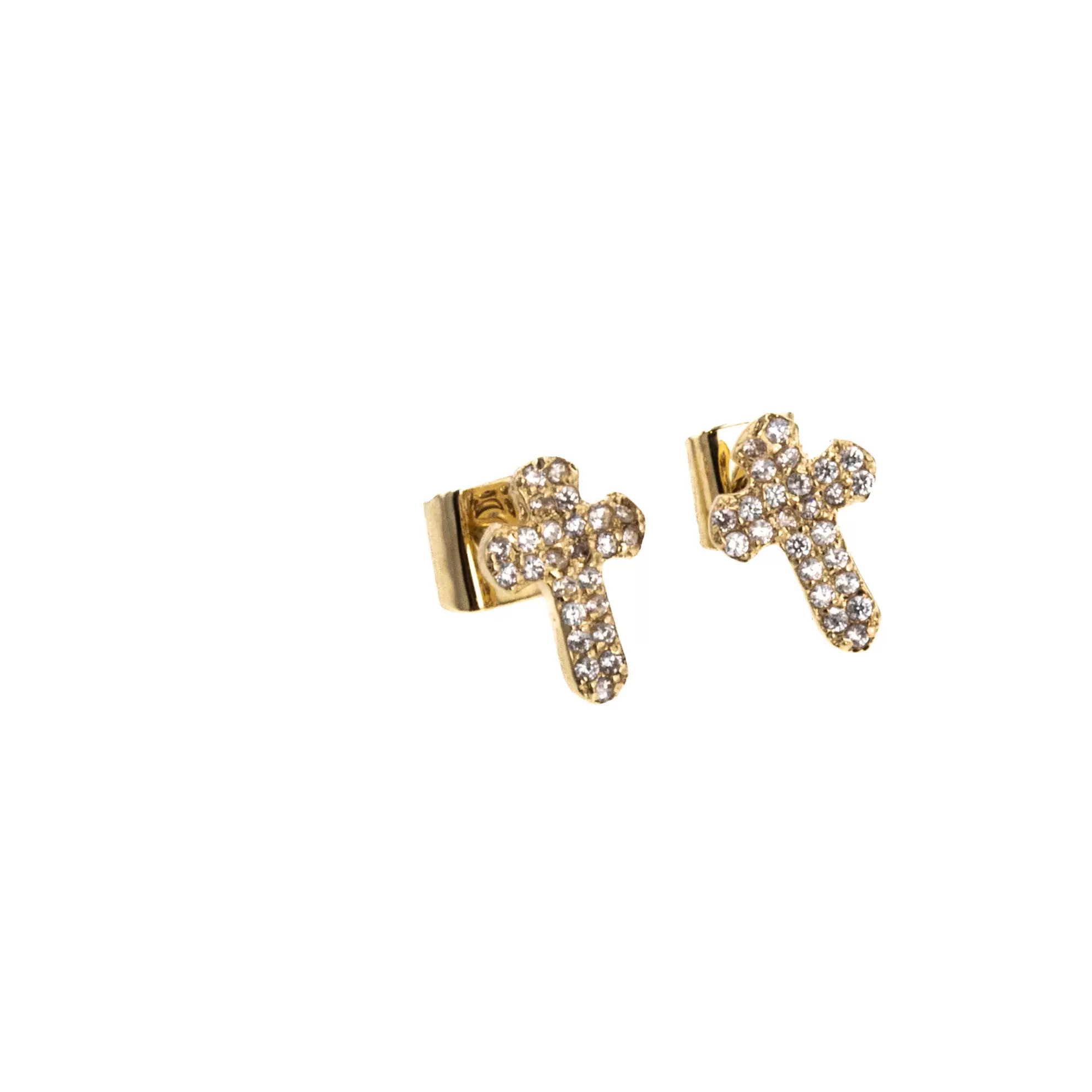 ARETES CRUZ CON ZIRCONES 18K