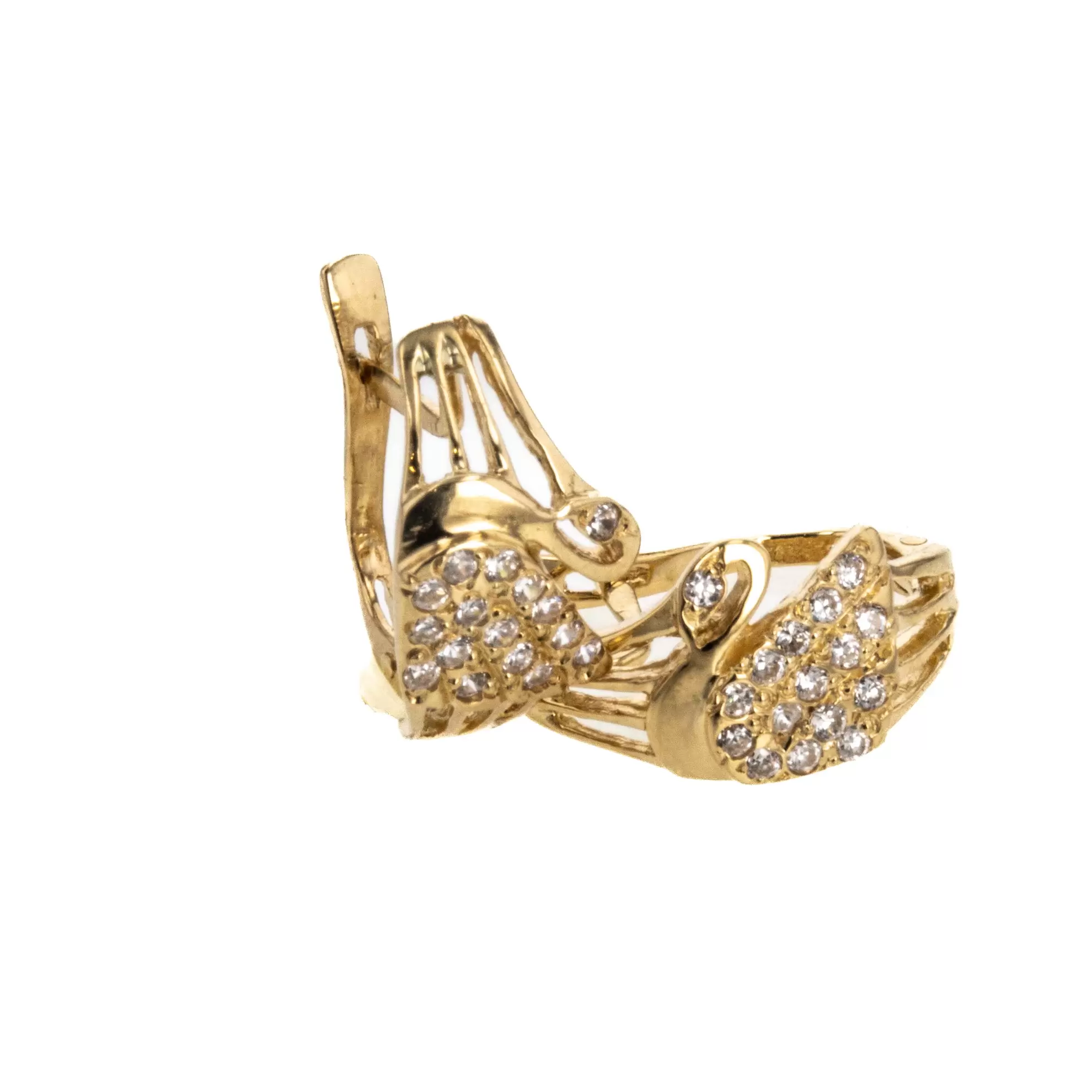 ARETES CISNE CON ZIRCONES 18K