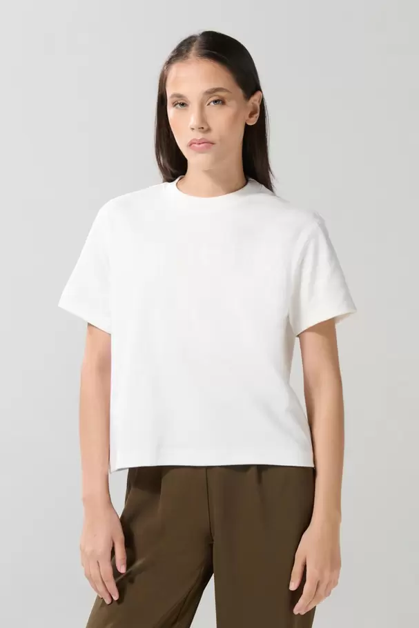Camiseta estampada unicolor holgada manga corta