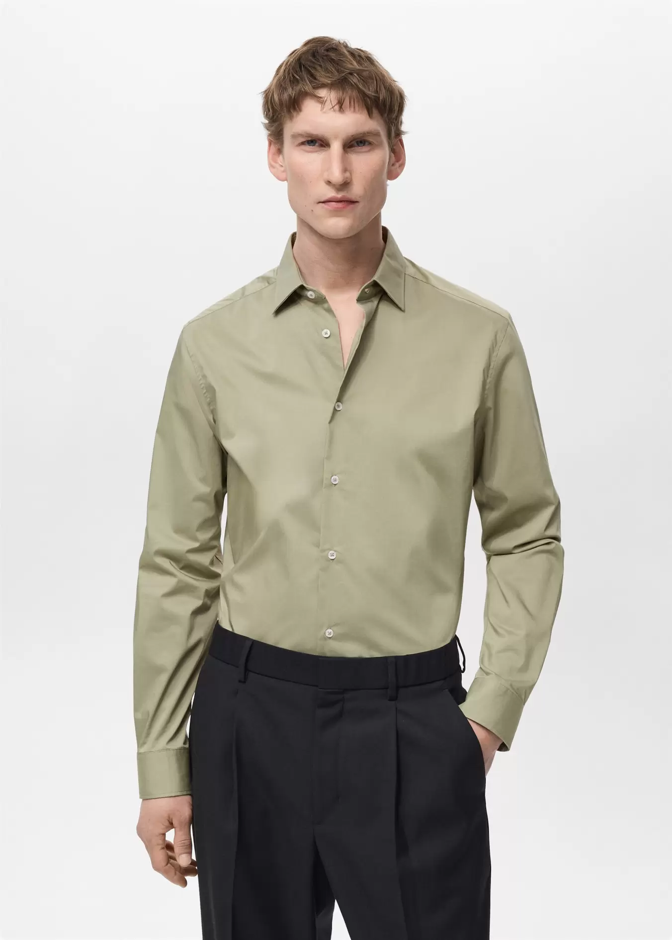 Camisa regular fit algodón stretch