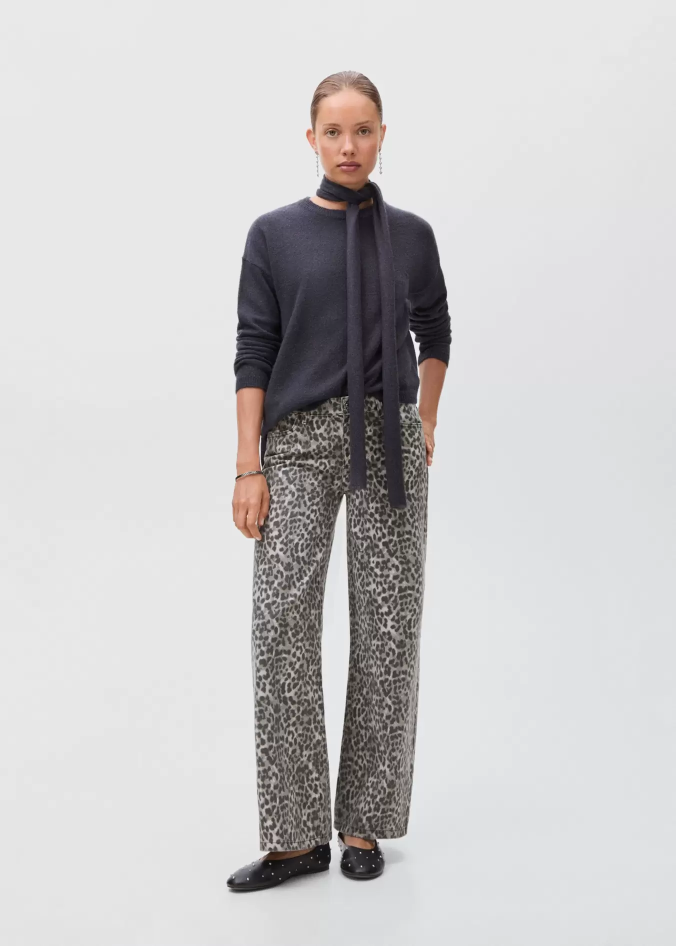Jeans wideleg leopardo