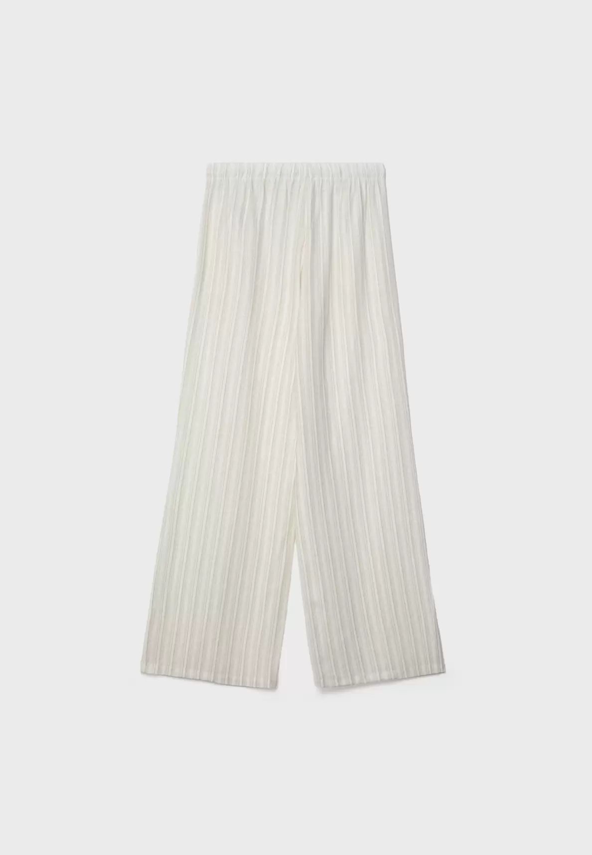 Pantalón largo fluido con lino rayas