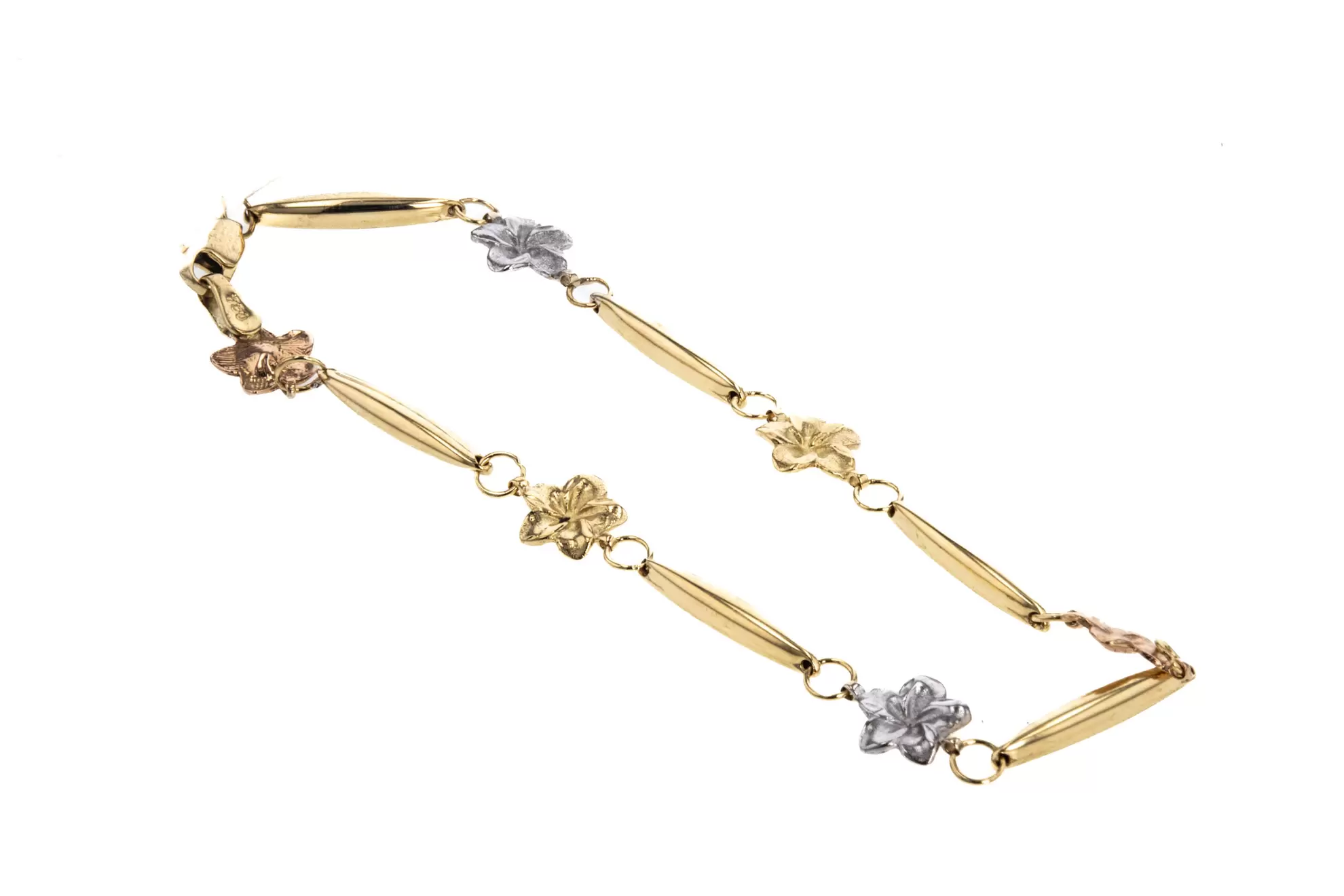 PULSERA FLORES 3 TONOS 18K