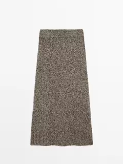 Falda midi punto 100% cashmere