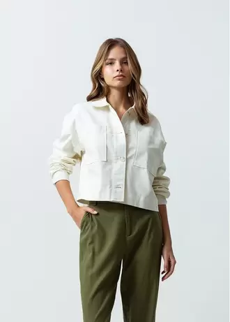 Chaqueta en tela efecto lino