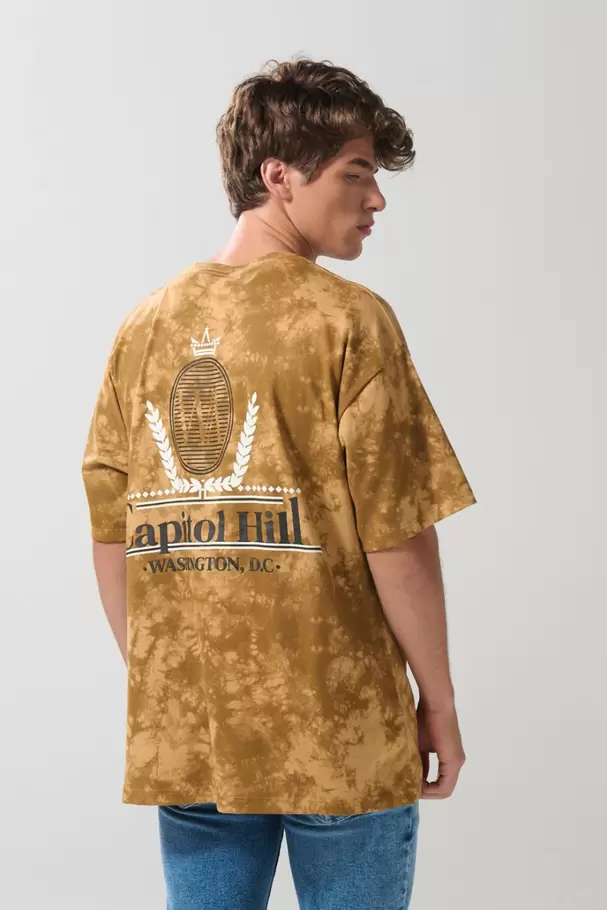 Camiseta oversize café tie dye manga corta college