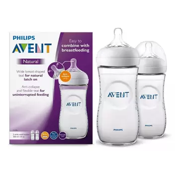 Biberon Nat. 330 Ml Twin Pack Transp. Avent