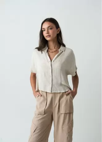 Camisa manga corta tipo lino