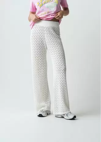 Pantalón Wide Leg Long tiro alto tejido