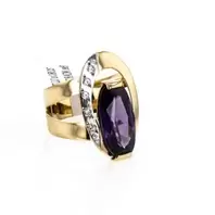 ANILLO 2 OROS PIEDRA MORADA 18K