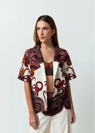 Camisa manga corta en efecto lino