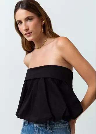 Camisa strapless tipo crop