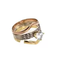 ANILLO COMPROMISO 3 TONOS CON ZIRCONES 18K