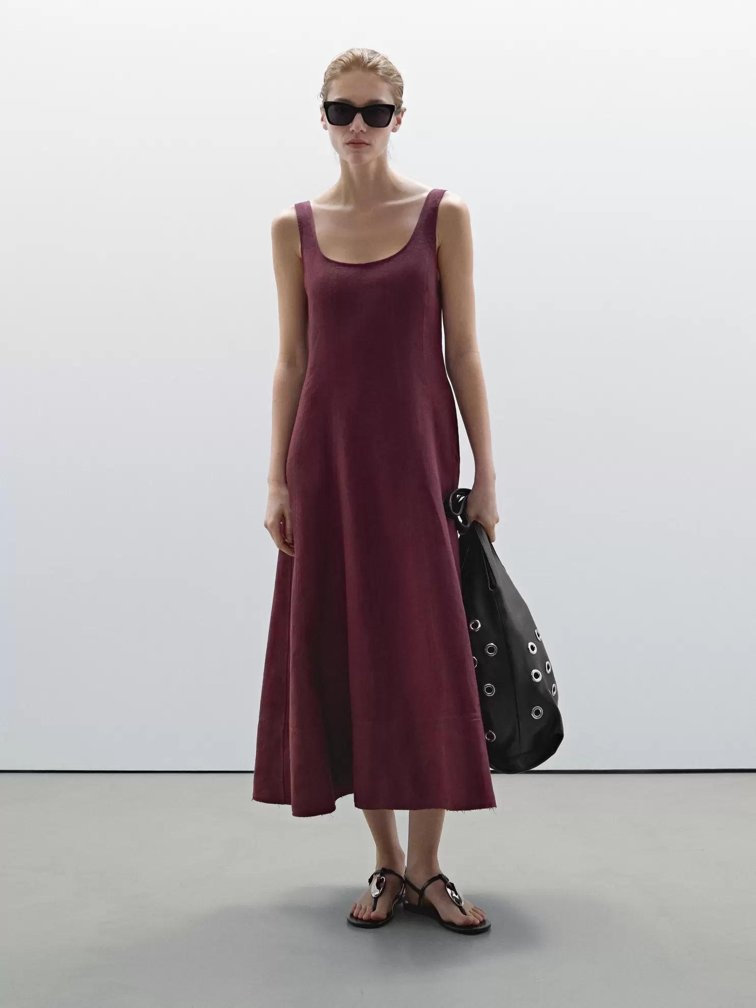 Vestido largo fluido 100% lino