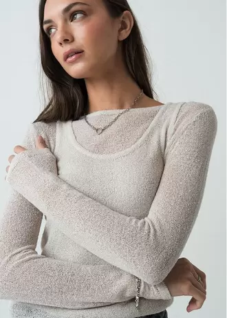 Camiseta manga larga con efecto tejido