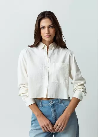 Camisa manga larga de tela con textura