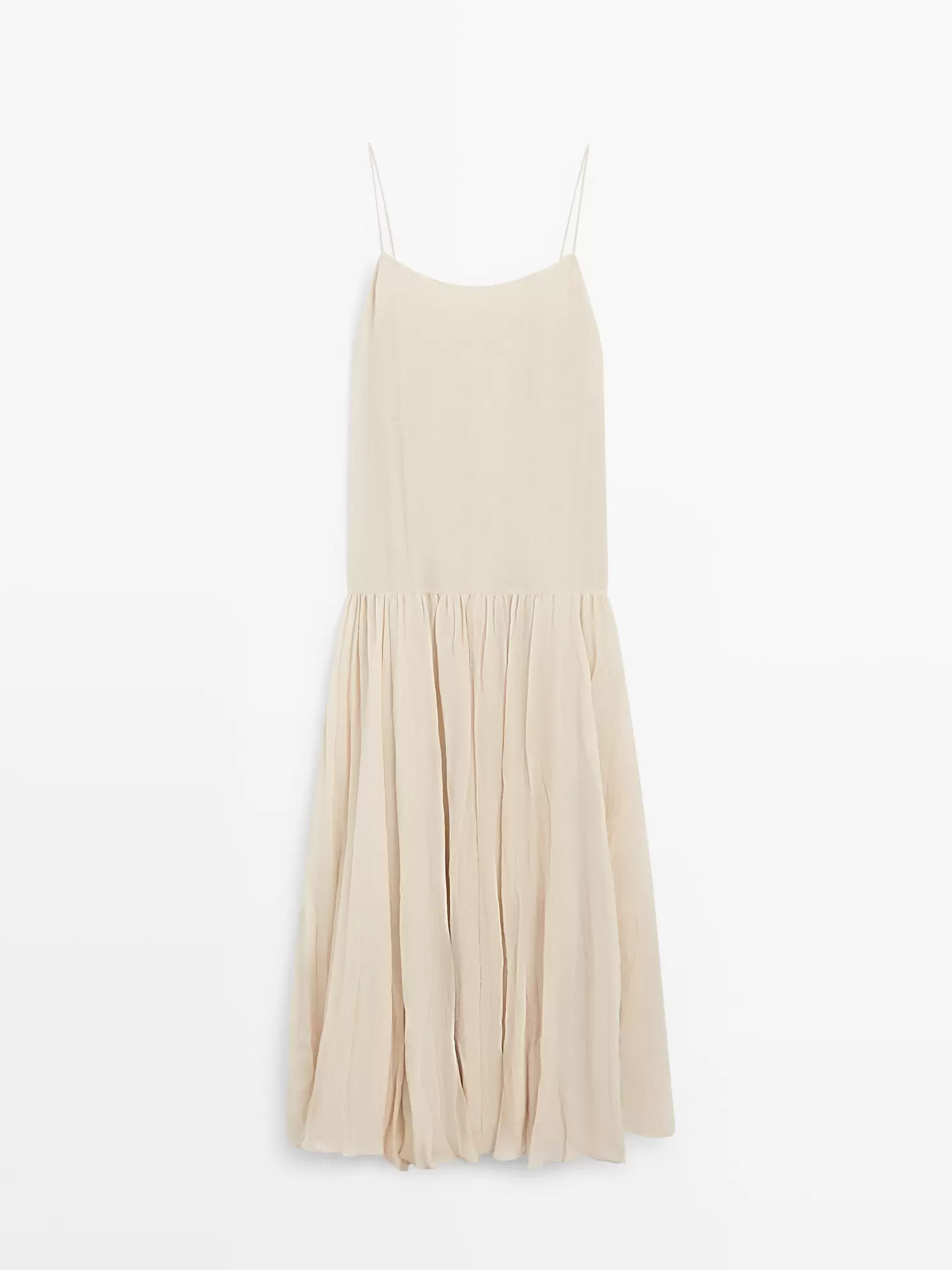 Vestido midi fluido detalle plisado