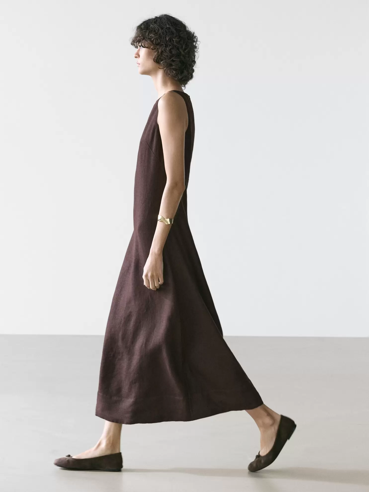 Vestido midi halter lino