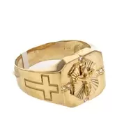 ANILLO CRUZ DIAMANTADA CON CRUCES LADOS 18K