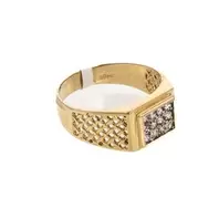 ANILLO PLACA CON ZIRCONES 18K