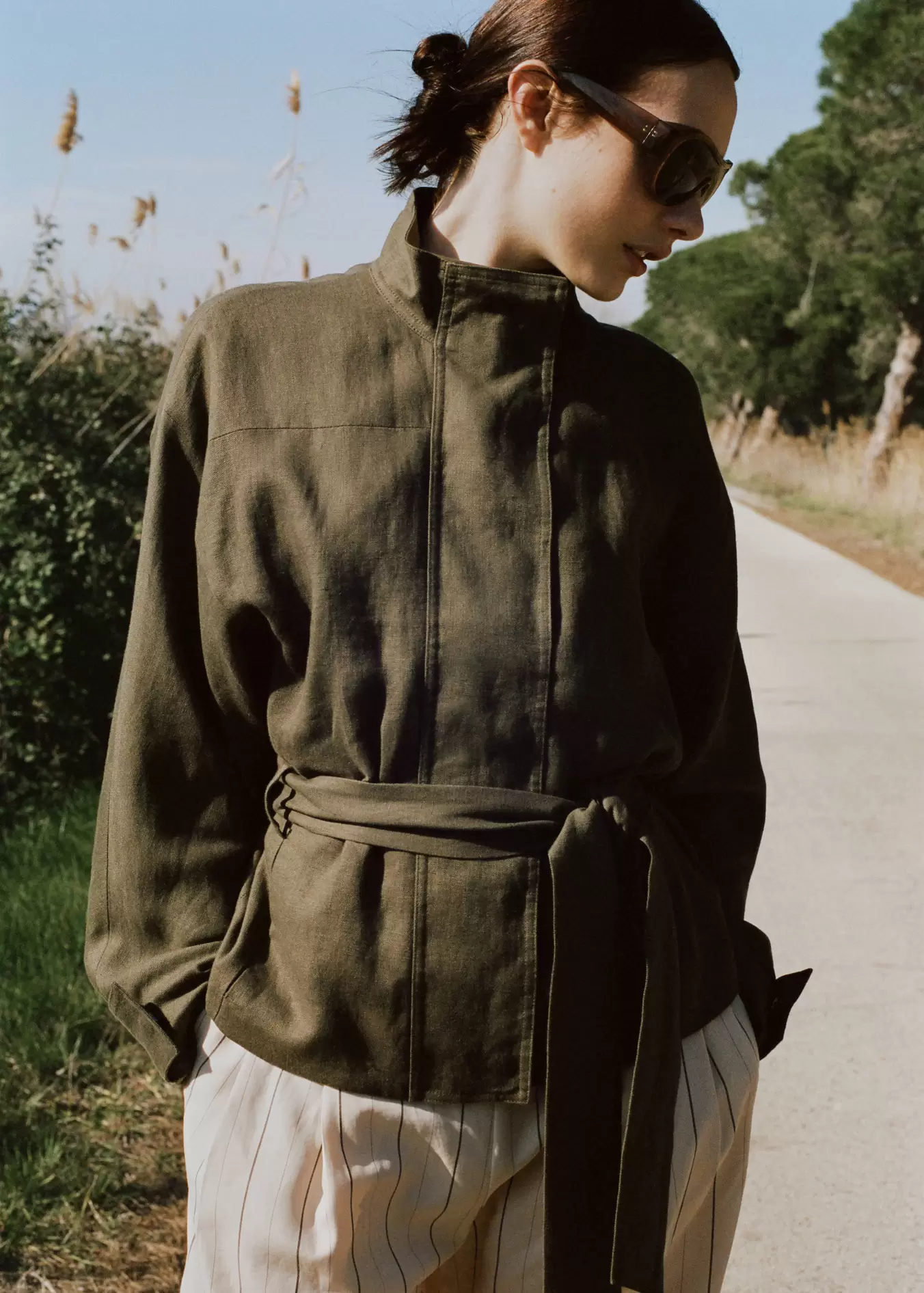 Chaqueta lino cinturón