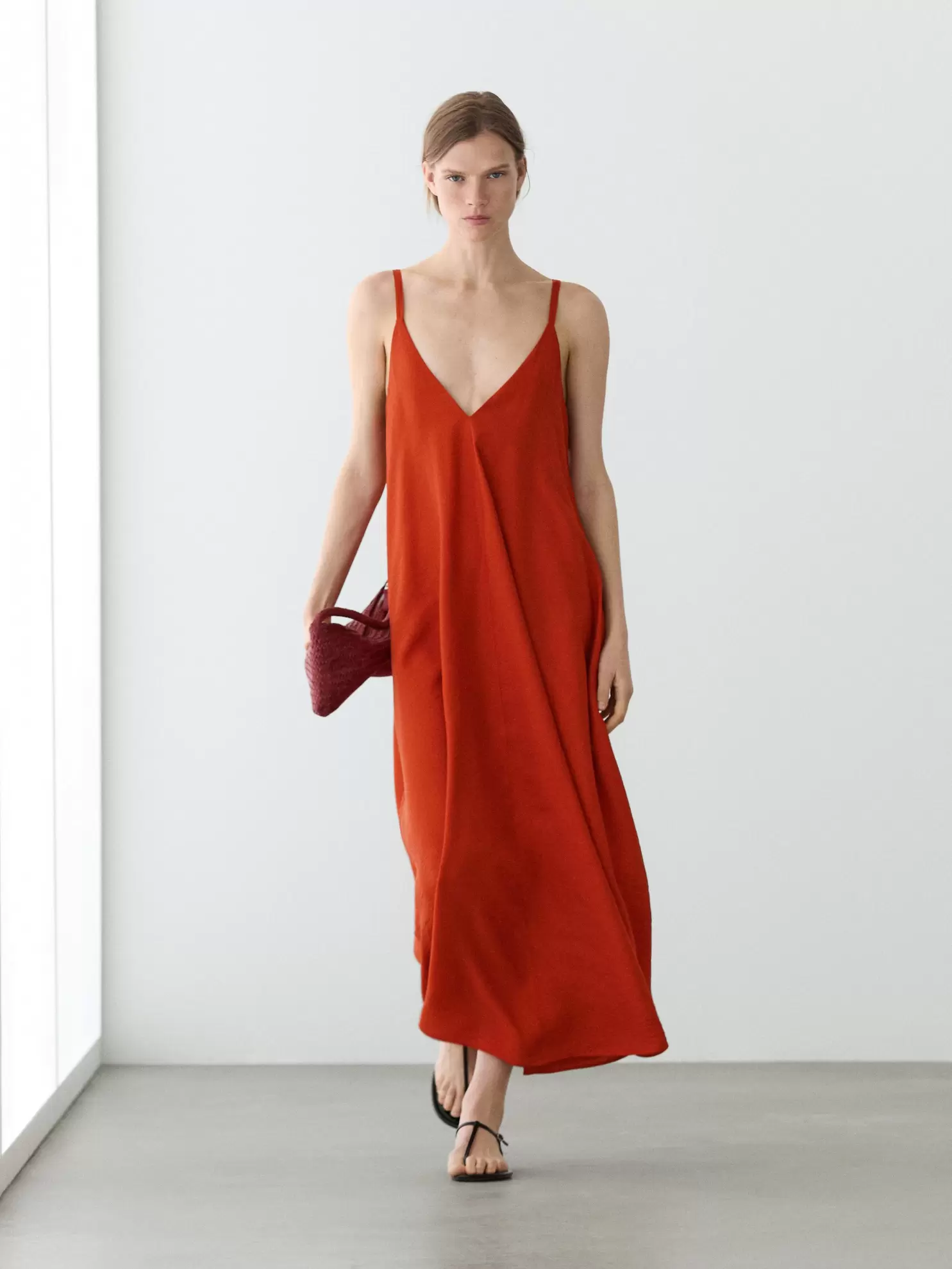 Vestido largo fluido tejido doble