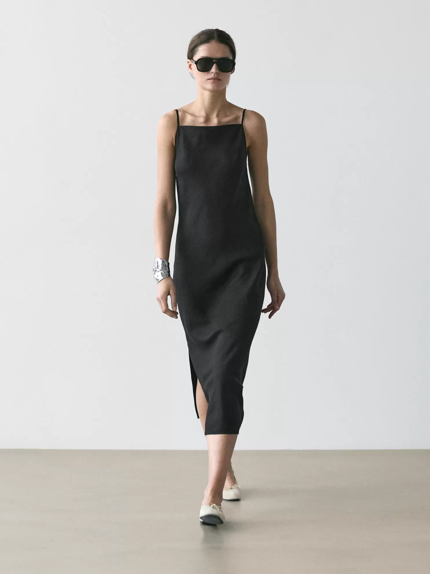 Vestido midi 100% lino