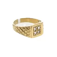 ANILLO PLACA CON ZIRCONES 18K