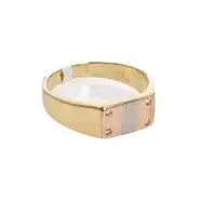 ANILLO PLACA 3 TONOS CON ZIRCONES 18K