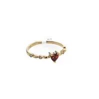 ANILLO CORAZON ZIRCON ROJO 18K