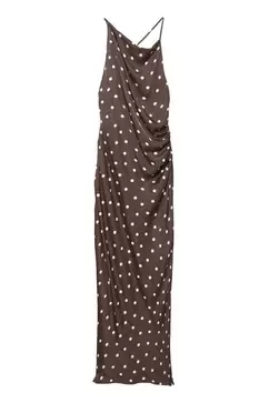 Vestido satinado lunares drapeado