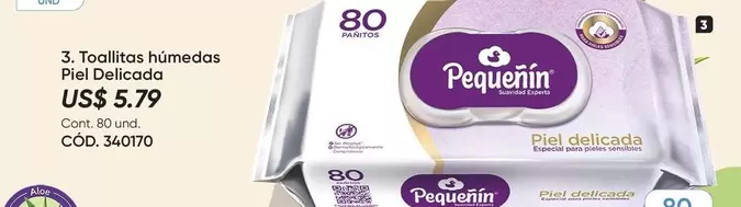 3. Toallitas húmedas Piel Delicada CÓD. 340170