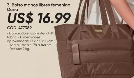 3. Bolso manos libres femenino Duna CÓD. 477389