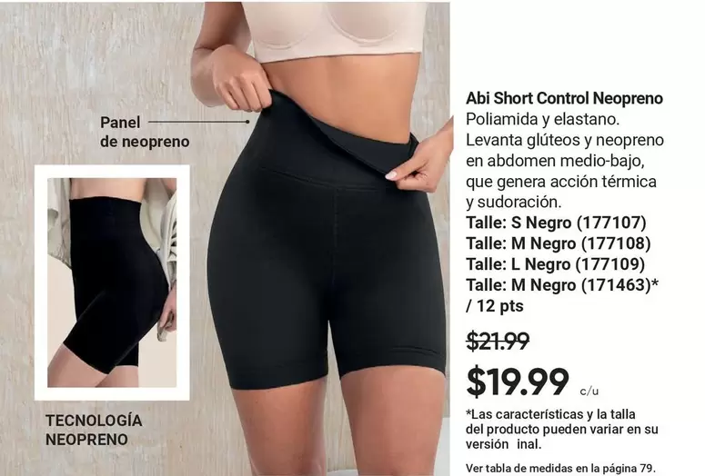 Negro - Abi Short Control Neopreno