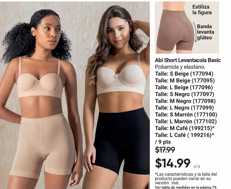 Negro - Abi Short LevantaCola Basic Poliamida y elastano
