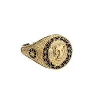 ANILLO LEON CON PIEDRAS NEGRAS 18K