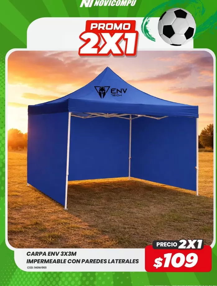 CARPA ENV 3X3M IMPERMEABLE CON PAREDES LATERALES