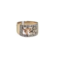 ANILLO FLOR 3 TONOS CON ZIRCONES 18K