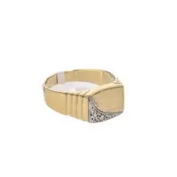 ANILLO PLACA SATINADA CON ZIRCONES 18K