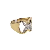 ANILLO CON ZIRCONES 2 TONOS 18K