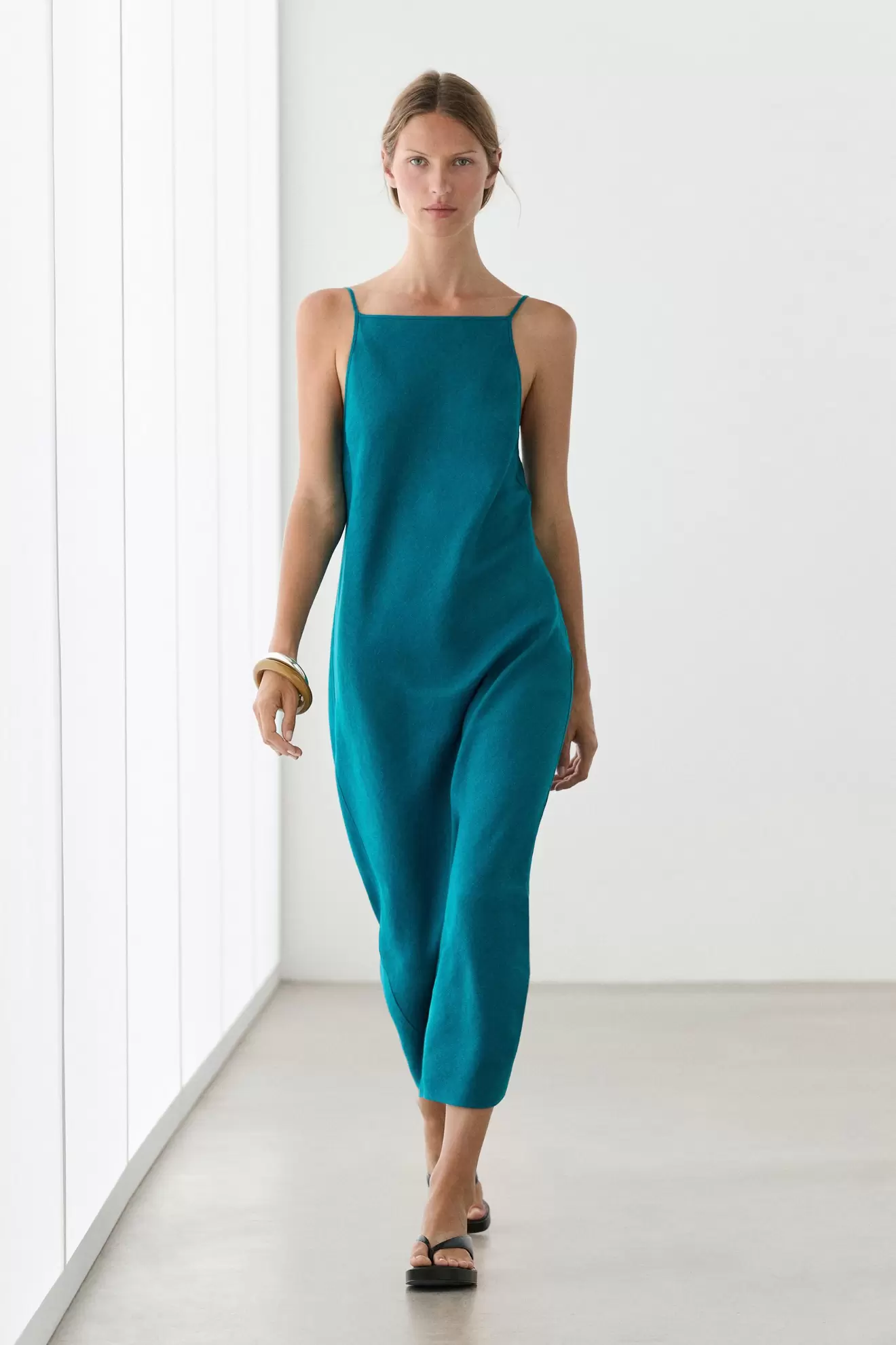Vestido midi tirantes 100% lino