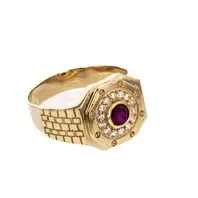 ANILLO PIEDRA ROJA 18K